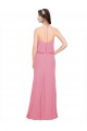 Peau Rose Trapèze Licou Col Haut Mousseline Longue Robes demoiselle d'honneur Pas Cher