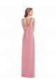 Peau Rose Trapèze Licou Mousseline Longue Robes demoiselle d'honneur Pas Cher