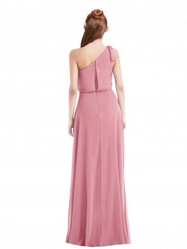 Peau Rose Trapèze Mousseline Longue Robes demoiselle d'honneur