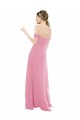 Peau Rose Trapèze Épaule Dénudée Mousseline Longue Robes demoiselle d'honneur Pas Cher
