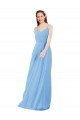 Periwinkle Fourreau Col V Mousseline Longue Robes demoiselle d'honneur Pas Cher