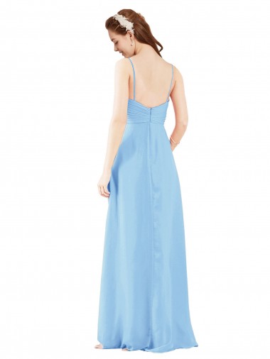 Periwinkle Fourreau Col V Mousseline Longue Robes demoiselle d'honneur