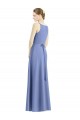 Periwinkle Trapèze Bretelles spaghetti Col V Satiné Longue Robes demoiselle d'honneur Pas Cher