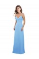 Periwinkle Trapèze Bretelles spaghetti Mousseline Longue Robes demoiselle d'honneur Pas Cher