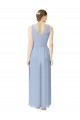 Periwinkle Trapèze Col V Mousseline Longue Robes demoiselle d'honneur Pas Cher