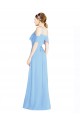 Periwinkle Trapèze Licou Mousseline Longue Robes demoiselle d'honneur Pas Cher