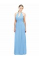 Periwinkle Trapèze Licou Mousseline Longue Robes demoiselle d'honneur Pas Cher