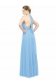 Periwinkle Trapèze Licou Mousseline Longue Robes demoiselle d'honneur Pas Cher