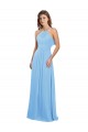 Periwinkle Trapèze Licou Mousseline Longue Robes demoiselle d'honneur Pas Cher