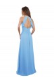 Periwinkle Trapèze Licou Mousseline Longue Robes demoiselle d'honneur Pas Cher