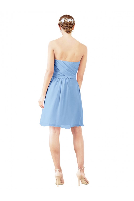 Periwinkle Trapèze Sans bretelle Mousseline Courte Robes demoiselle d'honneur / Robes de cocktail Pas Cher