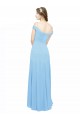 Periwinkle Trapèze Épaule Dénudée Bretelles spaghetti Mousseline Longue Robes demoiselle d'honneur Pas Cher