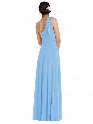 Periwinkle Trompette Mousseline Longue Robes demoiselle d'honneur