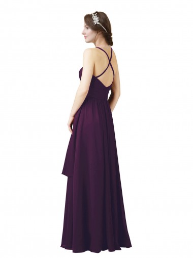 Pourpre Fourreau Mousseline Longue Robes demoiselle d'honneur