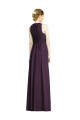 Pourpre Trapèze Col V Mousseline Longue Robes demoiselle d'honneur Pas Cher