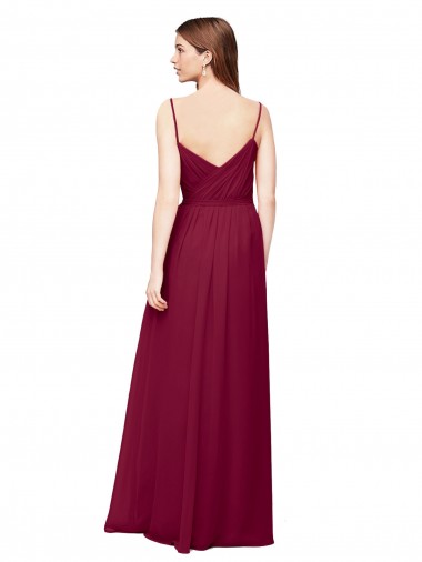 Pourpre Trapèze Col V Mousseline Longue Robes demoiselle d'honneur