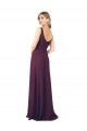 Pourpre Trapèze Col V Mousseline Longue Robes demoiselle d'honneur Pas Cher