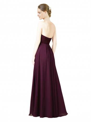 Pourpre Trapèze Mousseline Longue Robes demoiselle d'honneur