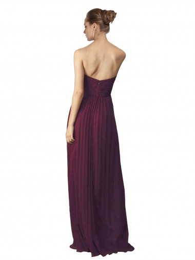 Pourpre Trapèze Mousseline Longue Robes demoiselle d'honneur