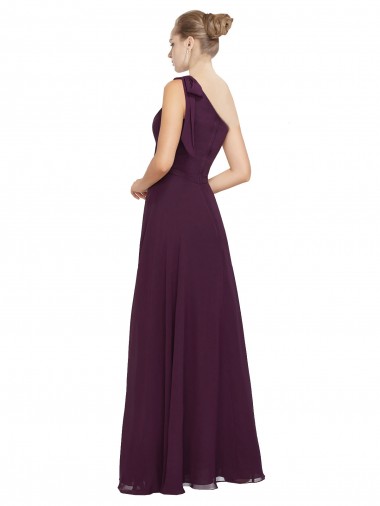 Pourpre Trapèze Mousseline Longue Robes demoiselle d'honneur