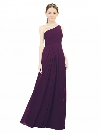 Pourpre Trapèze Mousseline Longue Robes demoiselle d'honneur Pas Cher