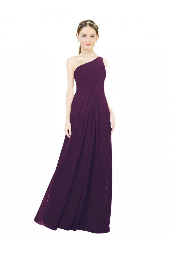 Pourpre Trapèze Mousseline Longue Robes demoiselle d'honneur Pas Cher
