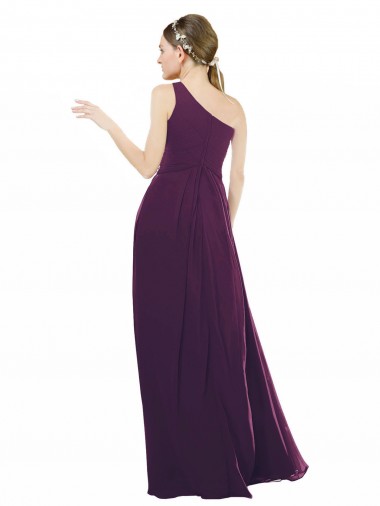 Pourpre Trapèze Mousseline Longue Robes demoiselle d'honneur