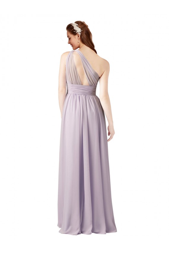 Pourpre Trapèze Mousseline Longue Robes demoiselle d'honneur Pas Cher