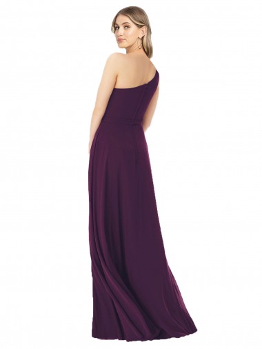 Pourpre Trapèze Mousseline Longue Robes demoiselle d'honneur