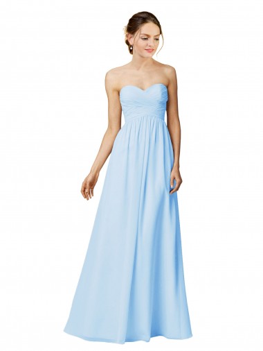 Pourpre Trapèze Sans bretelle Mousseline Longue Robes demoiselle d'honneur