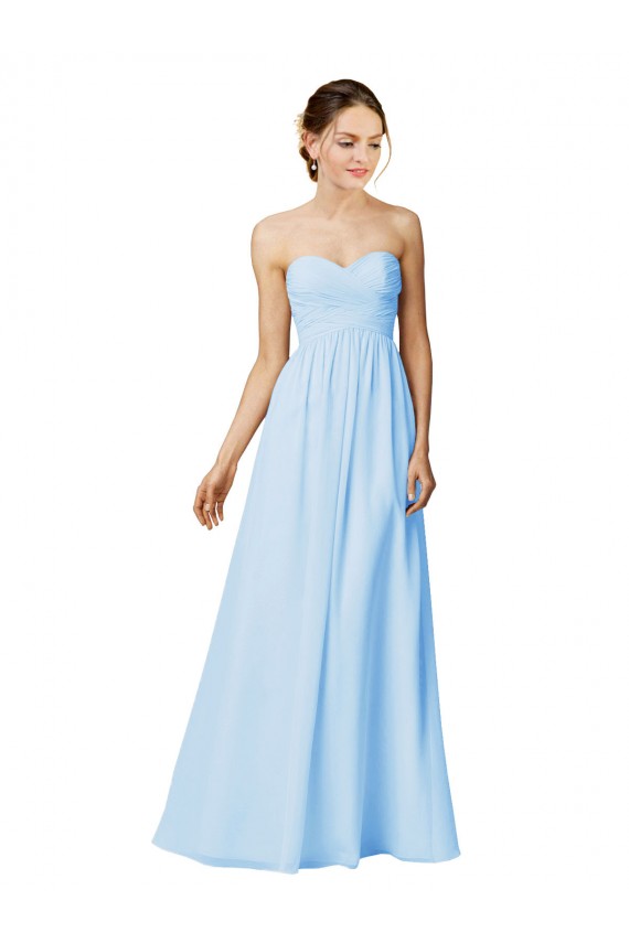 Pourpre Trapèze Sans bretelle Mousseline Longue Robes demoiselle d'honneur Pas Cher