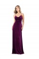 Pourpre Trapèze Scoop Col V Velours Stretch Longue Formelles Robes demoiselle d'honneur / Robes de soirée / Robes de bal Pas Cher