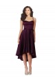 Pourpre Trapèze Scoop Neck Satiné Courte Asymétrique Robes demoiselle d'honneur / Robes de bal Pas Cher