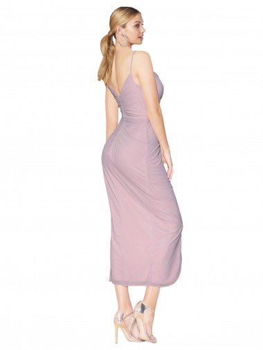 Primevère Sirène Bretelles spaghetti Mousseline Courte Asymétrique Robes demoiselle d'honneur / Robes de bal / Robes de cocktail