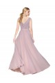Primevère Trapèze Col V Mousseline Longue Formelles Robes demoiselle d'honneur / Robes de soirée / Robes de bal Pas Cher