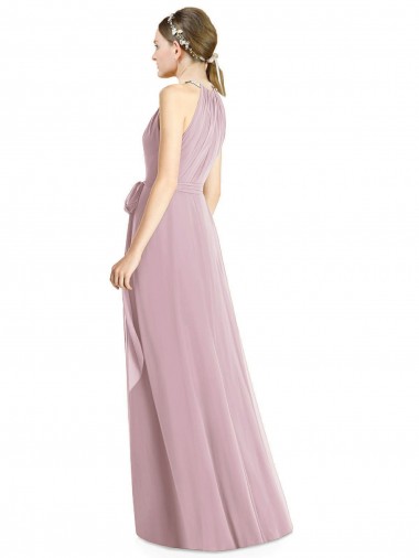 Primevère Trapèze Licou Mousseline Longue Robes demoiselle d'honneur