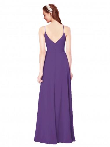 Prune Fourreau Col Haut Mousseline Longue Robes demoiselle d'honneur