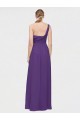 Prune Trapèze Col V Mousseline Longue Asymétrique Robes demoiselle d'honneur Pas Cher