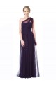 Prune Trapèze Tulle Longue Robes demoiselle d'honneur Pas Cher