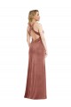 Rose Cannelle Trapèze Col V Velours Stretch Longue Formelles Robes demoiselle d'honneur / Robes de soirée / Robes de bal Pas Cher