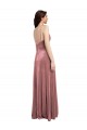Rose Cannelle Trapèze Col V Velours Stretch Longue Formelles Robes demoiselle d'honneur / Robes de soirée / Robes de bal Pas Cher