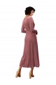 Rose Cannelle Trapèze Col V midi Velours Stretch Courte Robes demoiselle d'honneur / Robes de bal Pas Cher