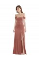 Rose Cannelle Trapèze Épaule Dénudée Velours Stretch Longue Robes demoiselle d'honneur / Robes de bal Pas Cher