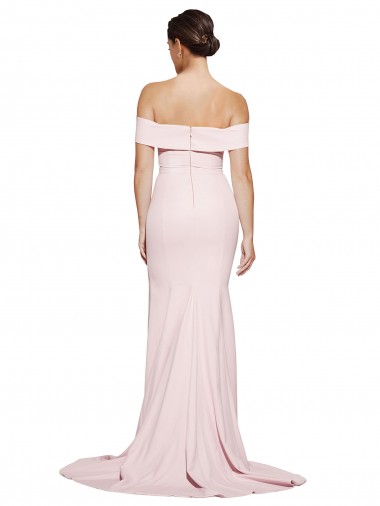 Rose Fourreau Col Carré Balayage train Crêpe Stretch Longue Formelles Robes demoiselle d'honneur / Robes de soirée / Robes de bal