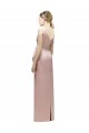 Rose Fourreau Col V Satiné Longue Robes demoiselle d'honneur Pas Cher