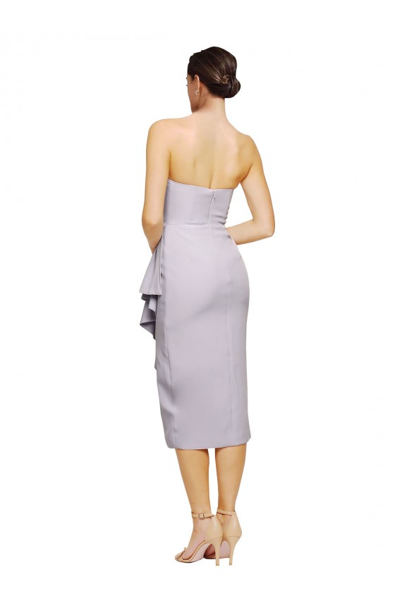 Lilas arctique Fourreau Sans bretelle midi Crêpe Stretch Courte Asymétrique Robes demoiselle d'honneur / Robes de soirée / Robes de cocktail Pas Cher