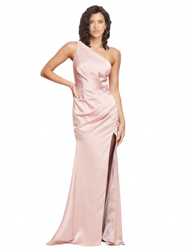 Rose Fourreau Satiné Soyeux Longue Formelles Robes demoiselle d'honneur / Robes de soirée / Robes de bal Pas Cher