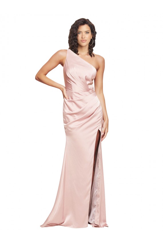 Rose Fourreau Satiné Soyeux Longue Formelles Robes demoiselle d'honneur / Robes de soirée / Robes de bal Pas Cher