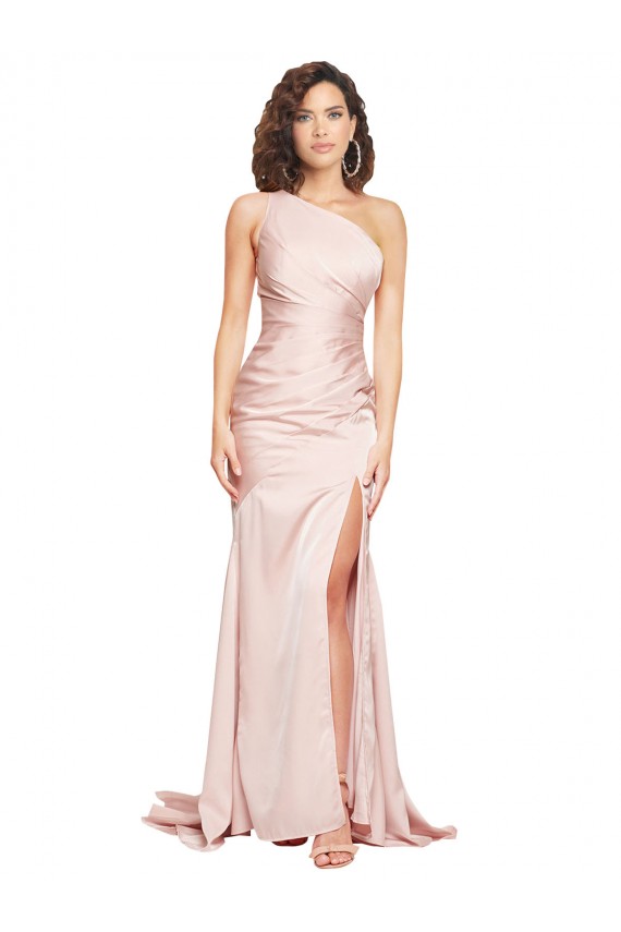 Rose Fourreau Satiné Soyeux Longue Formelles Robes demoiselle d'honneur / Robes de soirée / Robes de bal Pas Cher