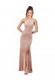 Rose Fourreau Velours Stretch Longue Formelles Robes demoiselle d'honneur / Robes de soirée / Robes de bal Pas Cher